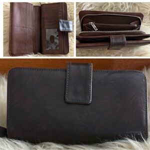Safe Keeper Dark Brown Leather Large Tri-Fold Wallet
